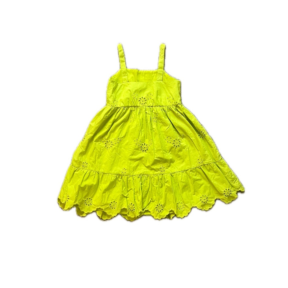 Girls Chartreuse Eyelet Dress